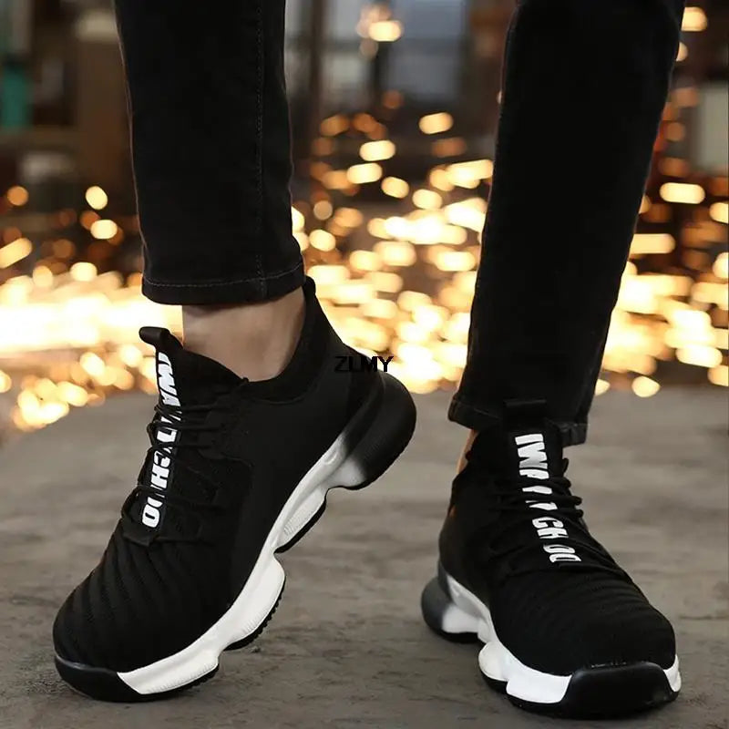 Men Safety Shoes Steel Toe Sneakers Anti-smash Industrial Work Shoes Lightweight Puncture Proof Work Man Safety Boots Male Boot