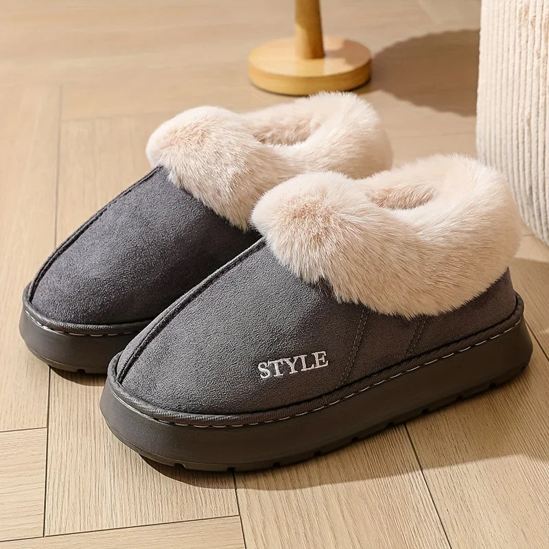 Couple's Luxury Comfortable Warm Fleece Lined Winter Slippers - Elegant, Warm, and Comfortable Thick Sole Indoor