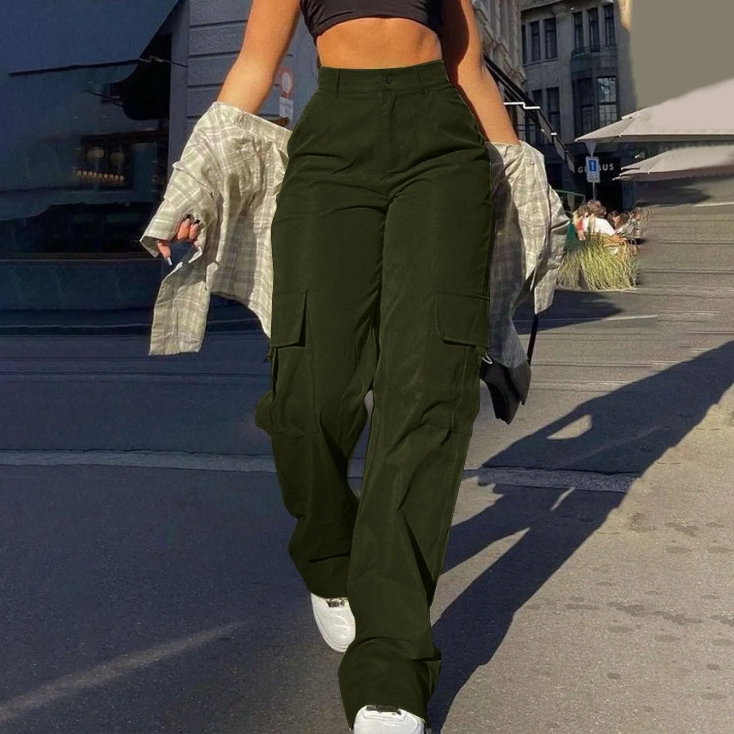 Casual Joggers Pants Women Stretch Twill Wide Leg Pants Casual Straight Leg Trouser High Waisted Dressy Flare Pants 한국인 후기 많은 옷