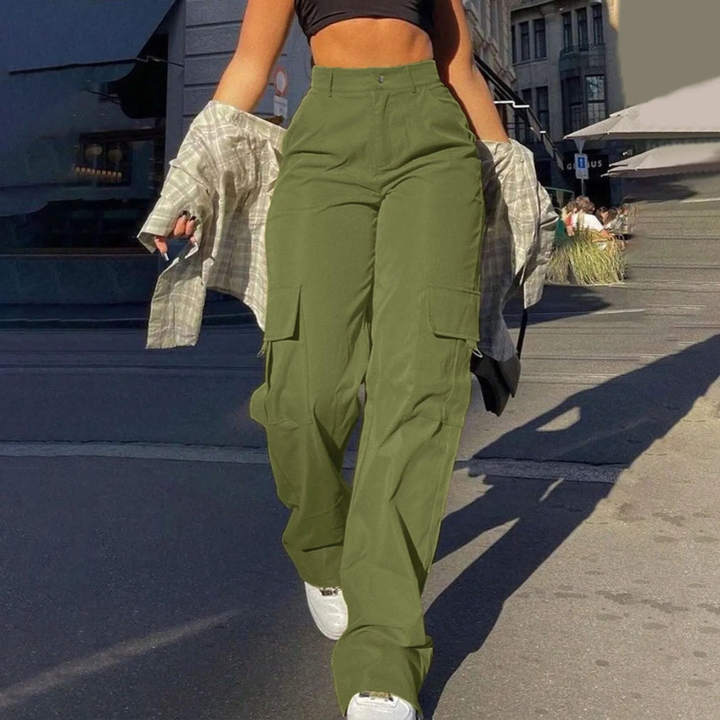 Casual Joggers Pants Women Stretch Twill Wide Leg Pants Casual Straight Leg Trouser High Waisted Dressy Flare Pants 한국인 후기 많은 옷