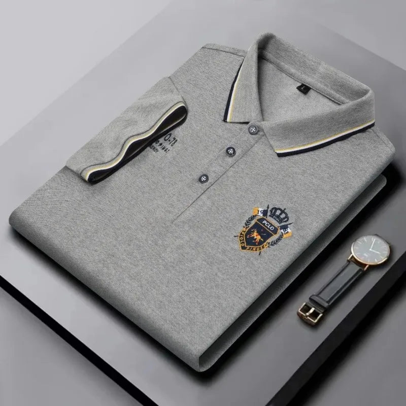 New Mens Embroidered Polo Shirts Summer Short Sleeve Shirt Luxury Top Lapel Streetwear Men Breathable Lightweight T Shirt Homme