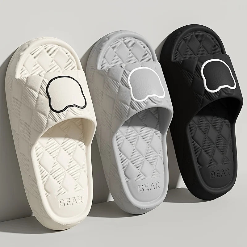 Plus Size 48-49 Summer Men Slippers Cartoon Bear Women Beach Slides Bath Anti-Slip Slipper Sandals Flip-Flops Shoe