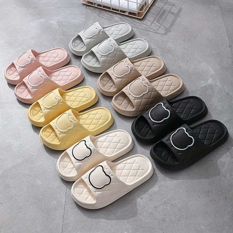 Plus Size 48-49 Summer Men Slippers Cartoon Bear Women Beach Slides Bath Anti-Slip Slipper Sandals Flip-Flops Shoe
