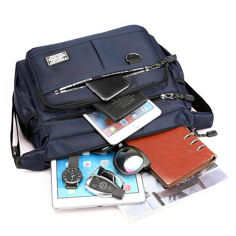 Design Oxford Shoulder Bag Large Capacity Men's Casual Multi-layer Pocket Fashion Single Shoulder Crossbody Luxury Messenger Bag