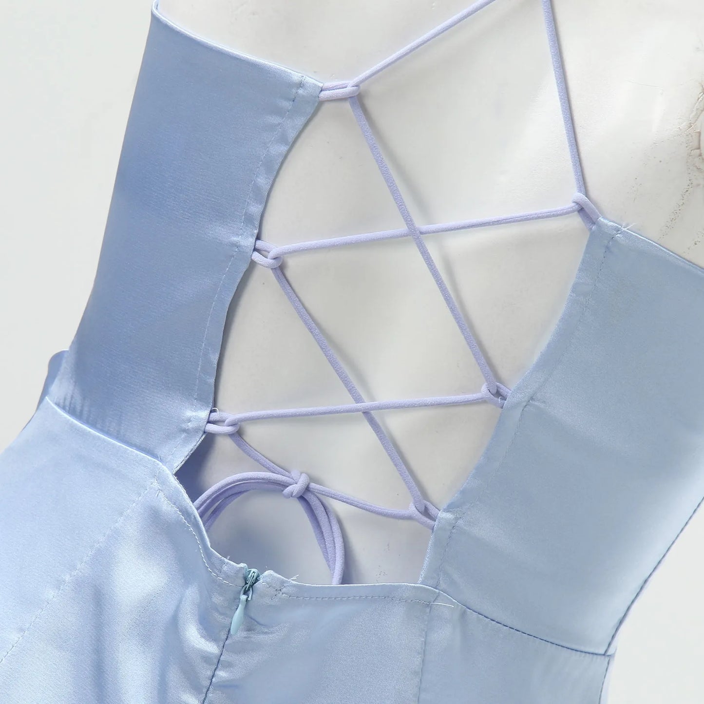 Sexy Backless Slit Suspender Formal Evening Dress Lace Up Solid High Waist Graduation Dress Elegant Party Dresses For Women 2023