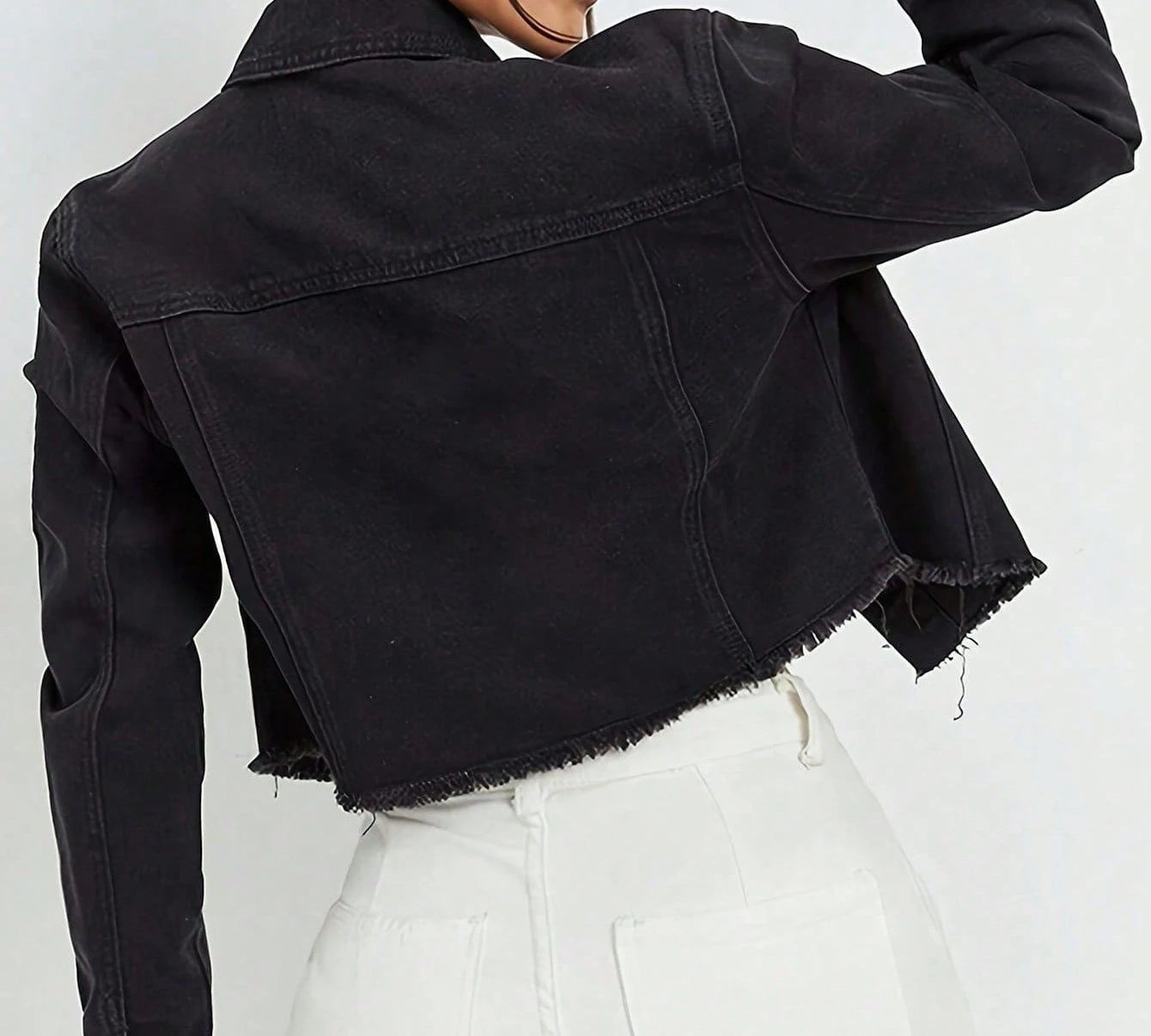 Short Denim Jacket for Women's Clothing Streetwear New Fashion 2024 Autumn Nail Bead Trendy Long Sleeves Top Coats for Female