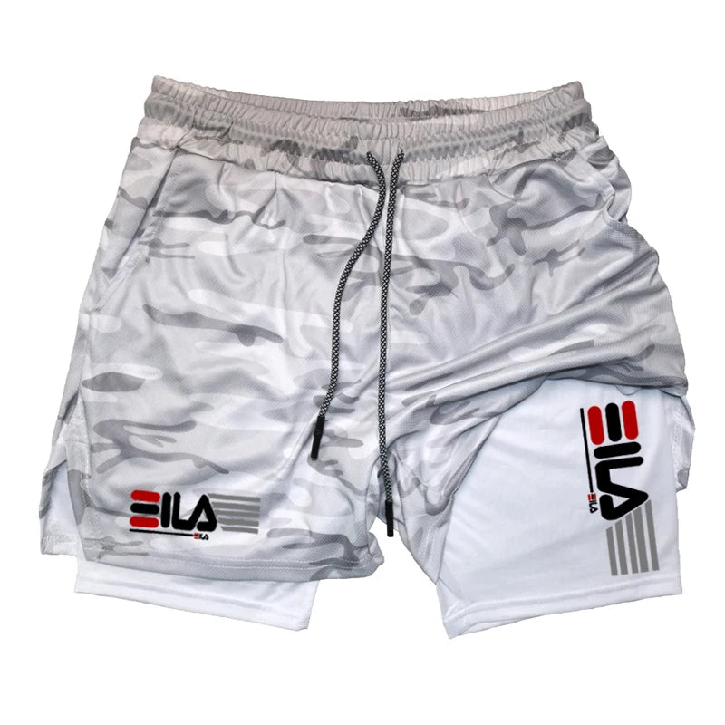 Men'S Compression Shorts Summer Gym Fitness2 In 1 Double Layer Breathable Running Sports Shorts Casual Quick-Drying Beach Shorts