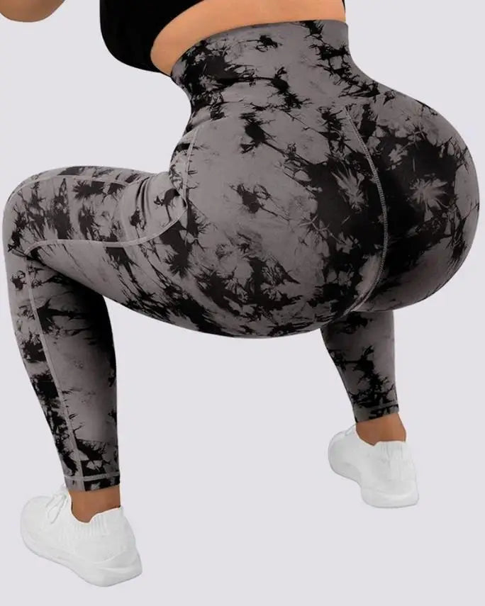 Women's Pants 2022 Autumn Fashion Tie Dye Print Tummy Control Butt Lifting Pocket Design Casual Skinny Daily Long Yoga Pants