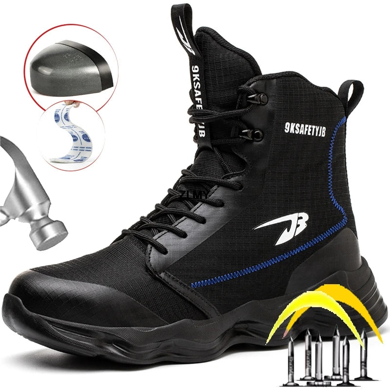 Dropshipping Men Safety Shoes Steel Toe Sneaker Lighweight Work Safety Boots Man High Top Puncture Proof Work Shoes Anti-smash