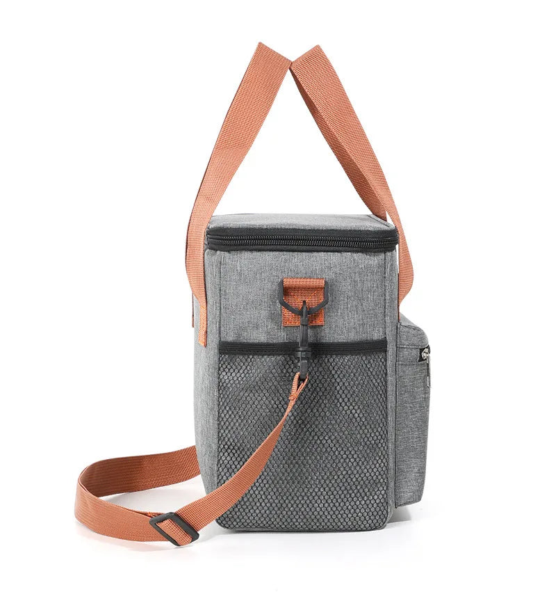 Large Capacity Double Layers Tote Cooler Lunch Bags,Thermal Insulation Picnic Bags,Waterproof Lunch Box with Shoulder Strap