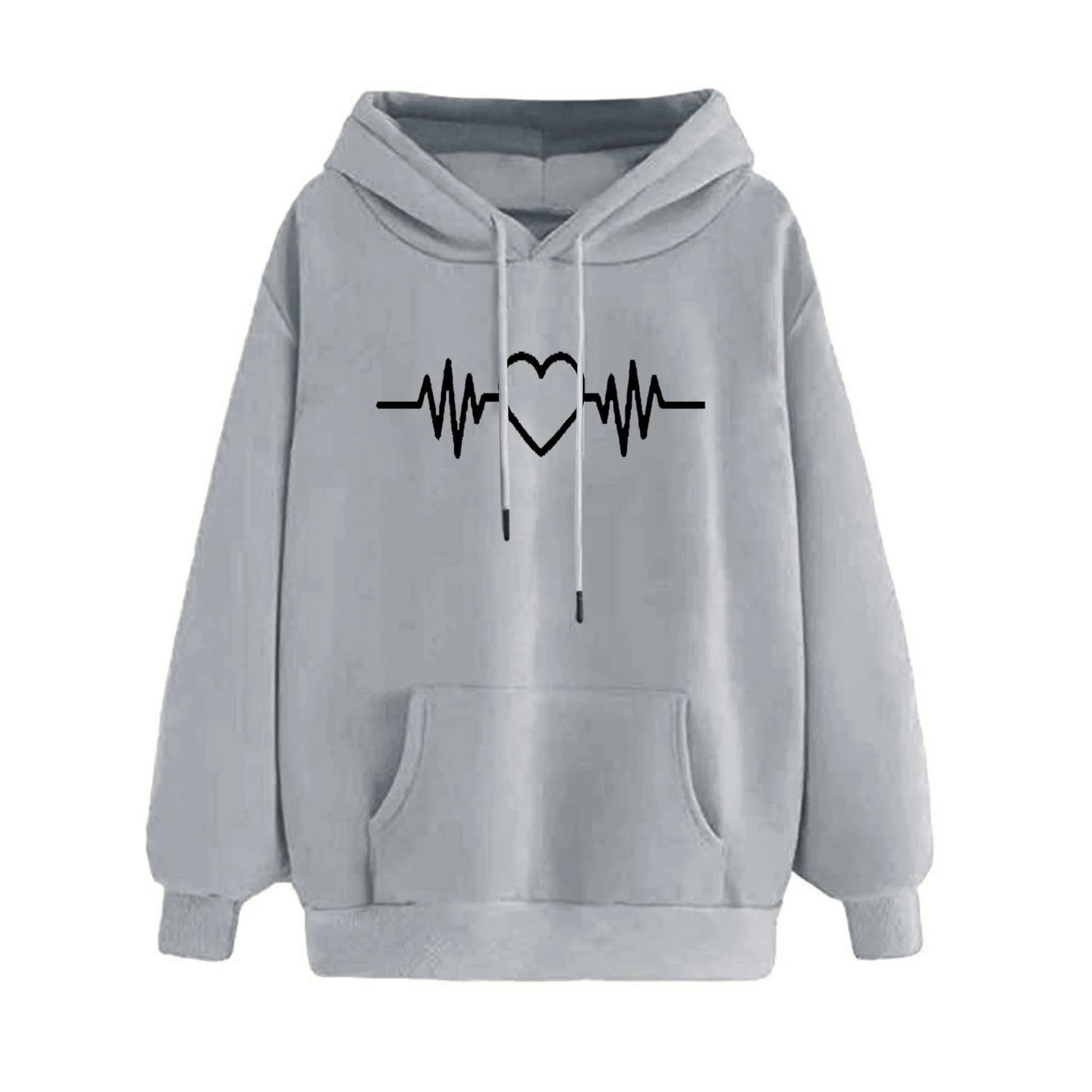 Dropshipping!! New Arrival Women Hoodie Drawstring Warm Pullover Heart Print Spring Hoodie
