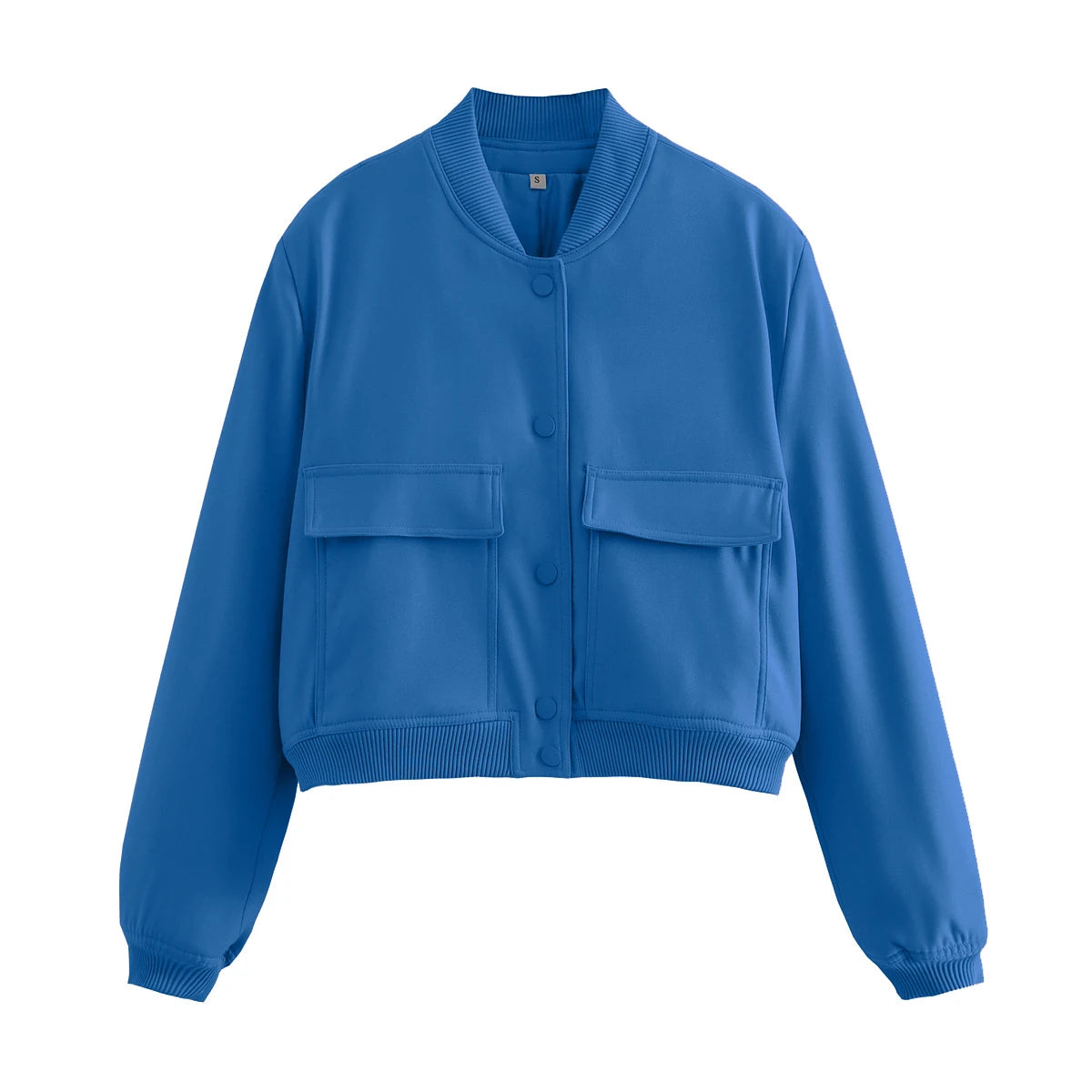 New Spring Bomber Jacket For Women Solid Stand Collar Long Sleeve Racing Jackets Female Fashion Pockets Lady Street Coats Tops