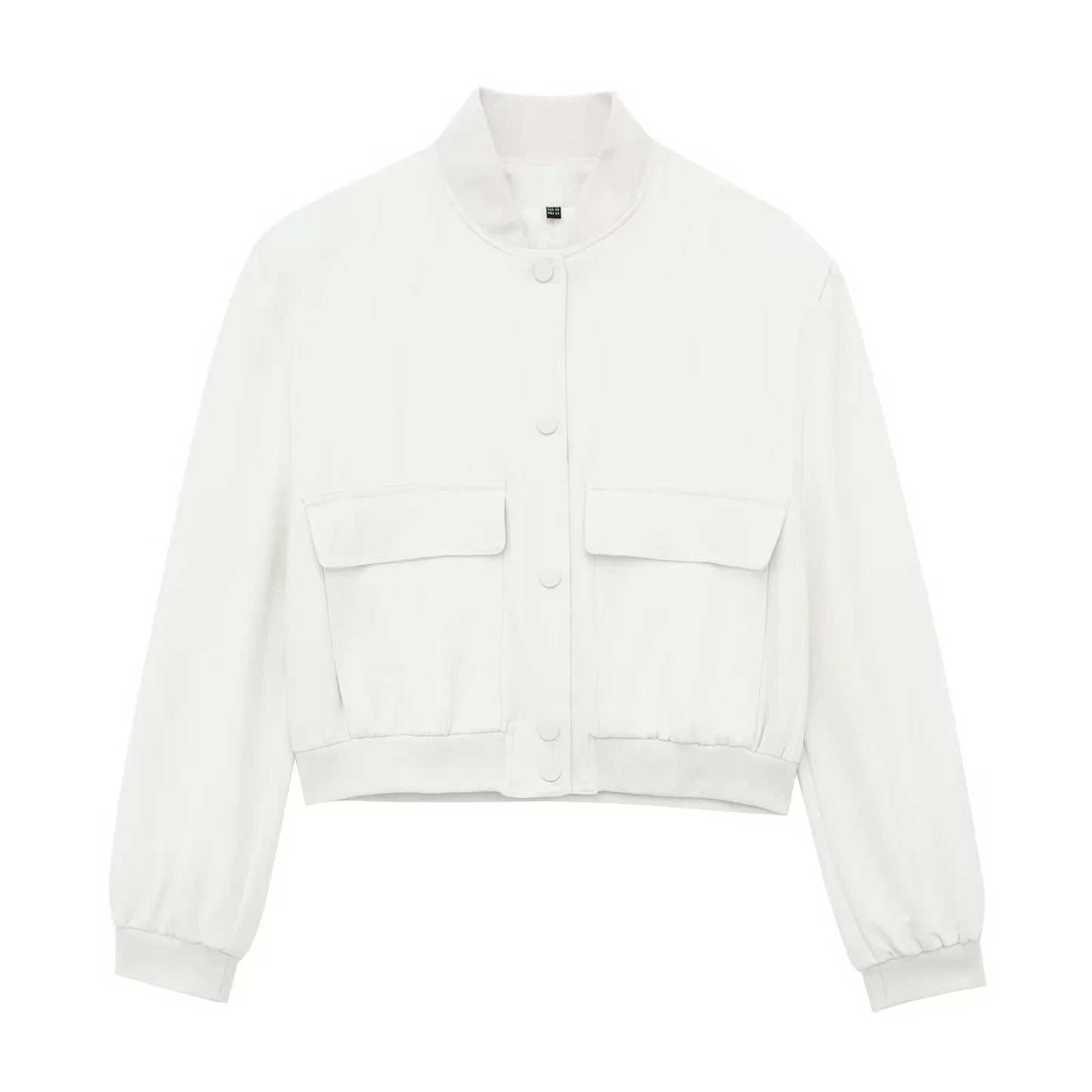 TRAFZA 2024 Woman Solid Bomber Jacket Long Sleeves Loose Single Breasted Cardigan Female Commute Streetwear Women's New In Coat