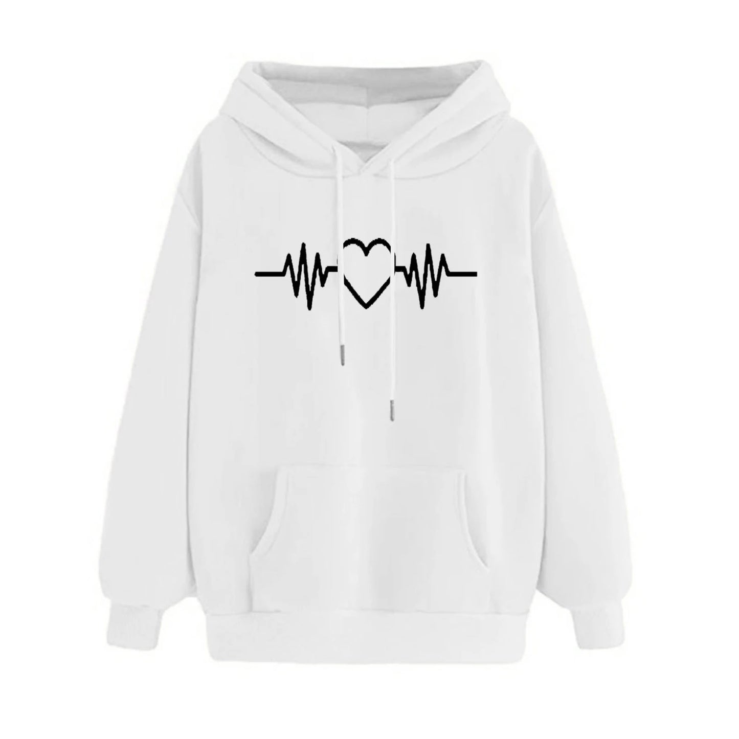 Dropshipping!! New Arrival Women Hoodie Drawstring Warm Pullover Heart Print Spring Hoodie