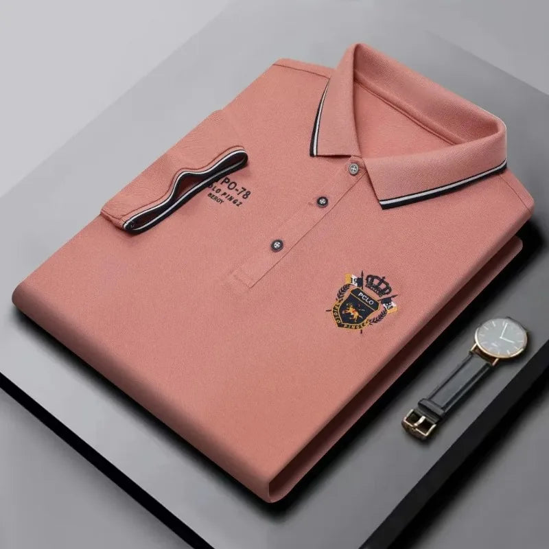 New Mens Embroidered Polo Shirts Summer Short Sleeve Shirt Luxury Top Lapel Streetwear Men Breathable Lightweight T Shirt Homme