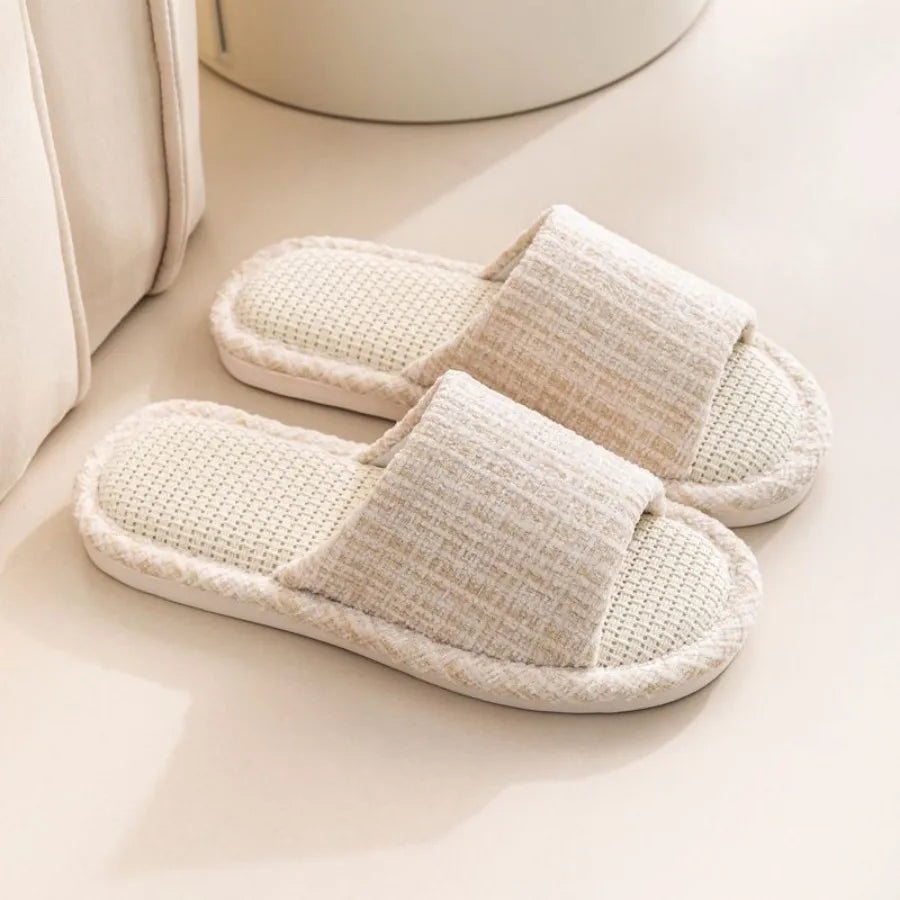 Linen Slippers For men's Home Indoor Soft Soled Quiet And Non Slip All Season Household Cotton And Linen Slippers