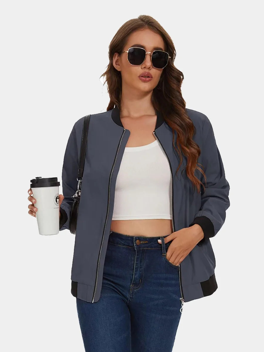 MAGCOMSEN Women's Bomber Jackets Zip Up Casual Spring/Autumn Lightweight Jacket Leisure Street Trend Windbreaker