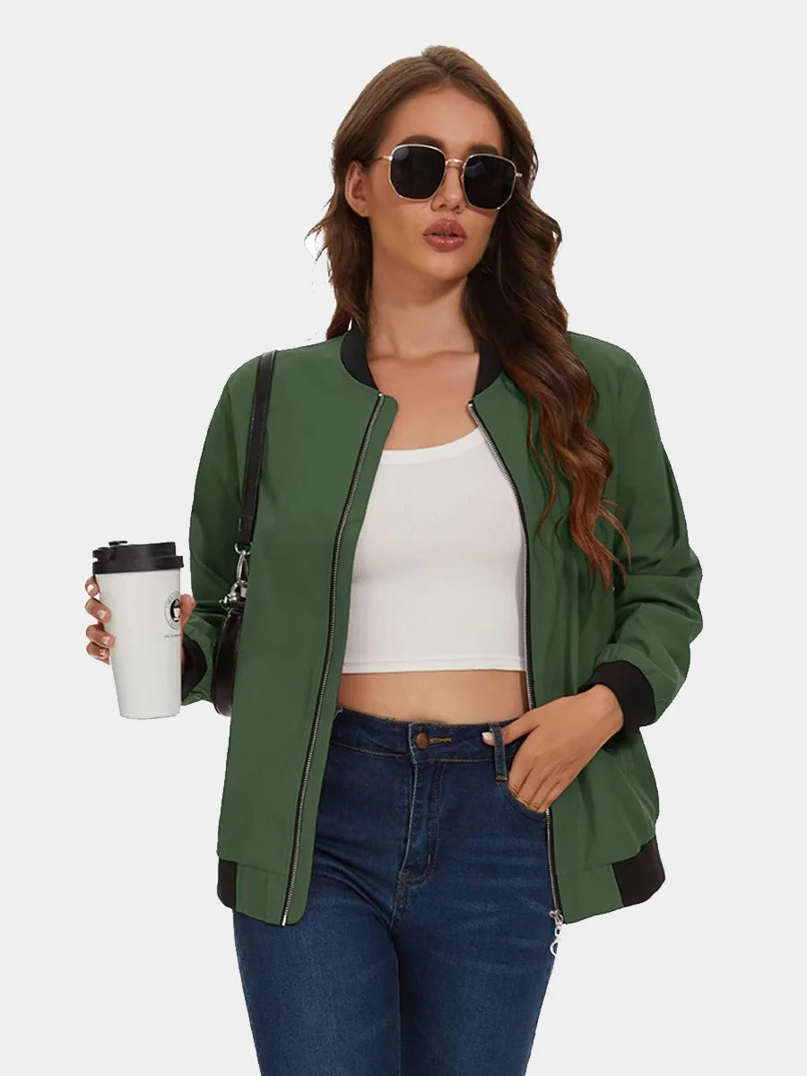 MAGCOMSEN Women's Bomber Jackets Zip Up Casual Spring/Autumn Lightweight Jacket Leisure Street Trend Windbreaker