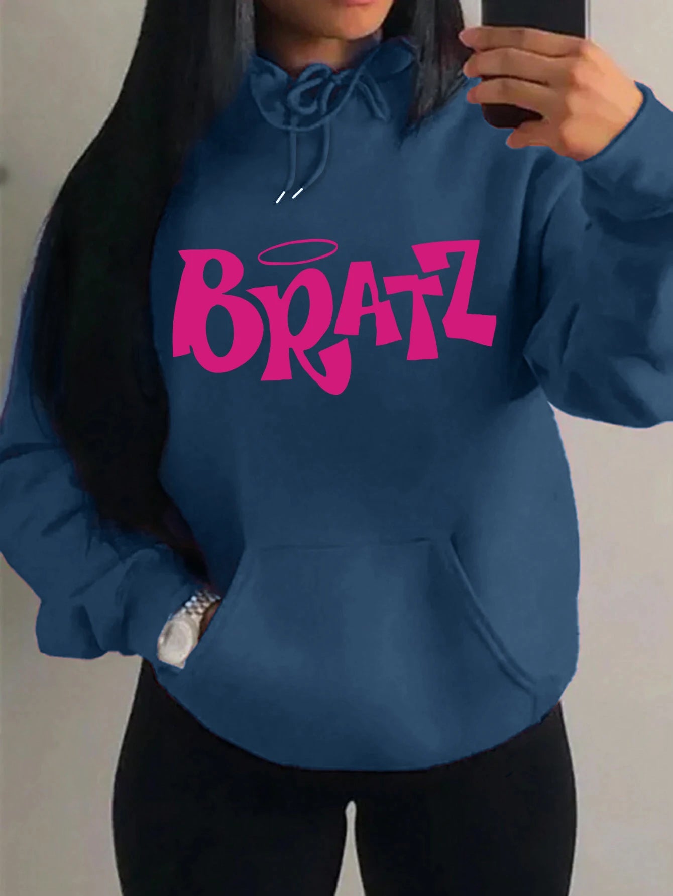Y2K Bratz Letter New Prints Women Hoody Creativity Pocket Streetwear Casual Multicolor Clothes Autumn Hip Hop Tops For Female