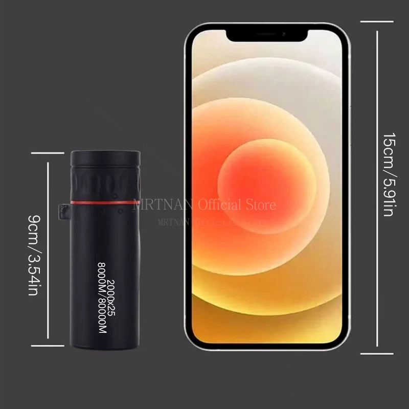 2000x25 Long Range HD Professional Adult Monocular and Mini Portable Telescope for outdoor camping and hunting