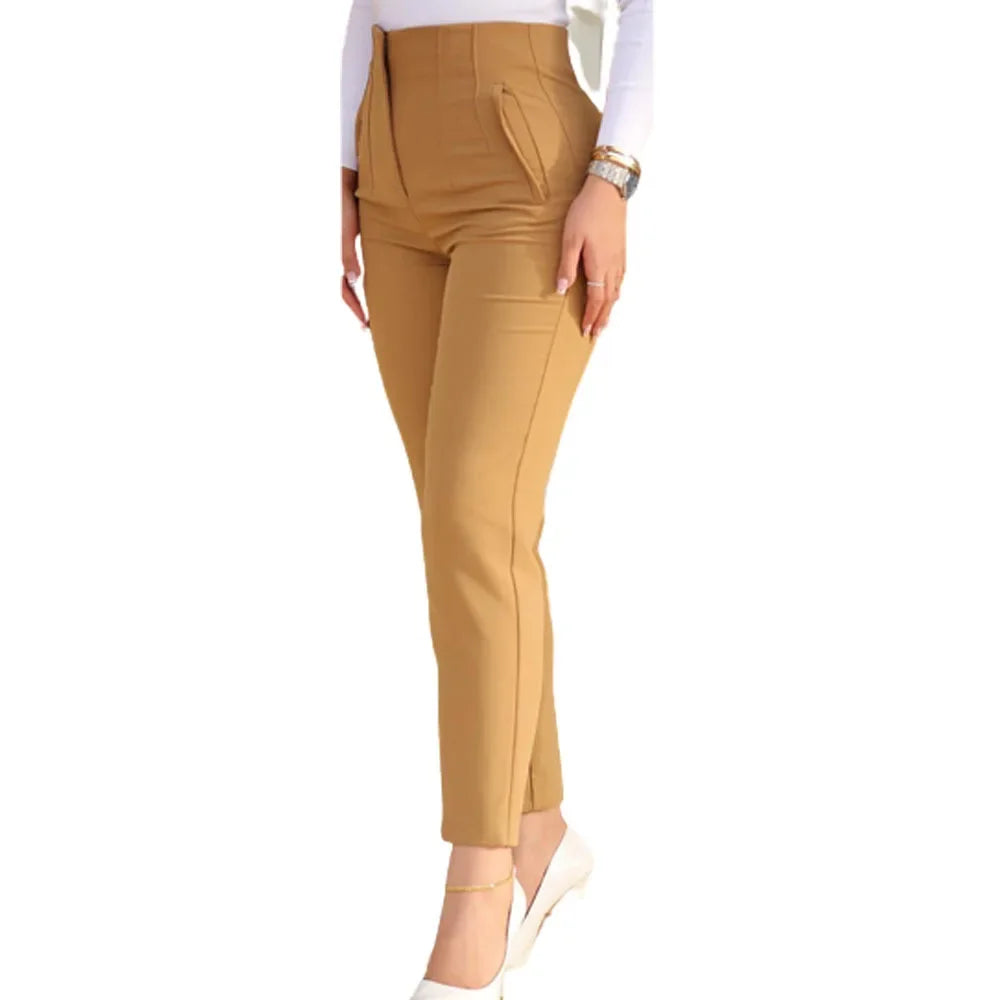 Elegant High Waist Formal Pants Woman Summer Black Fashion Cropped Office Work Business Women's Trousers 2023 Casual Basics