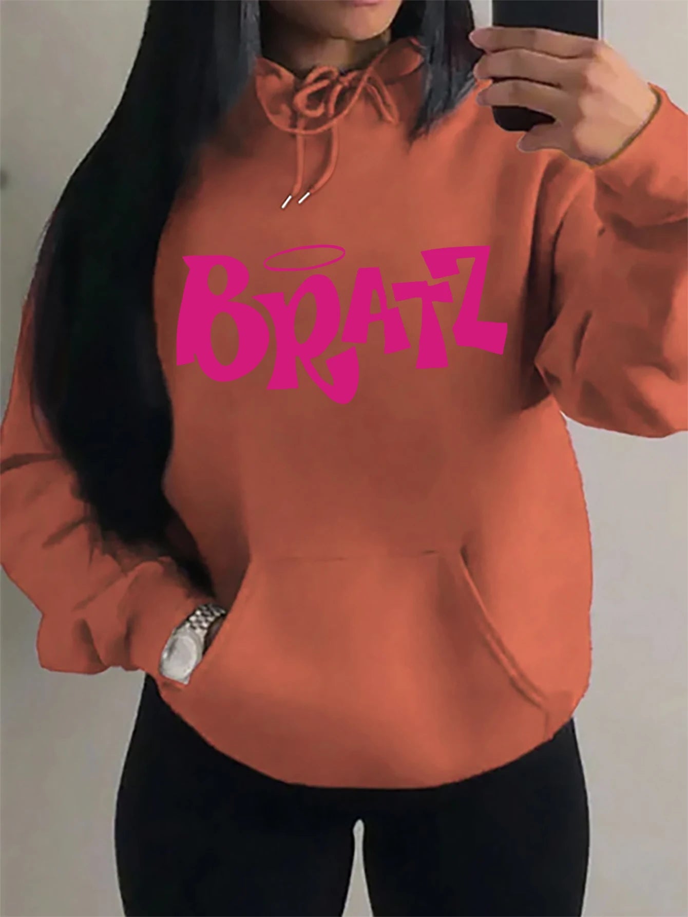 Y2K Bratz Letter New Prints Women Hoody Creativity Pocket Streetwear Casual Multicolor Clothes Autumn Hip Hop Tops For Female