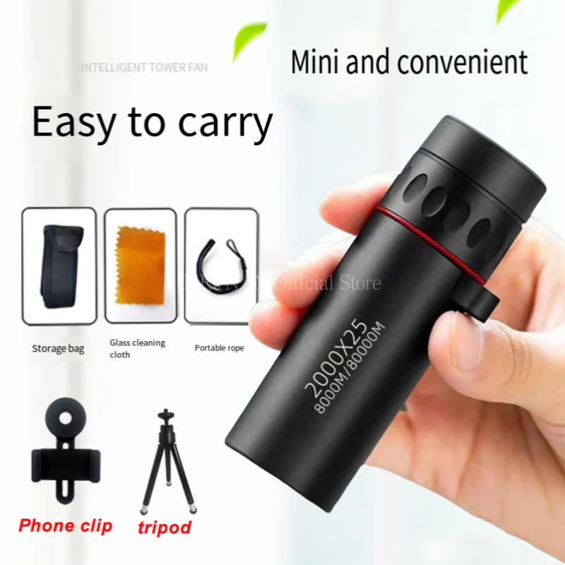 2000x25 Long Range HD Professional Adult Monocular and Mini Portable Telescope for outdoor camping and hunting