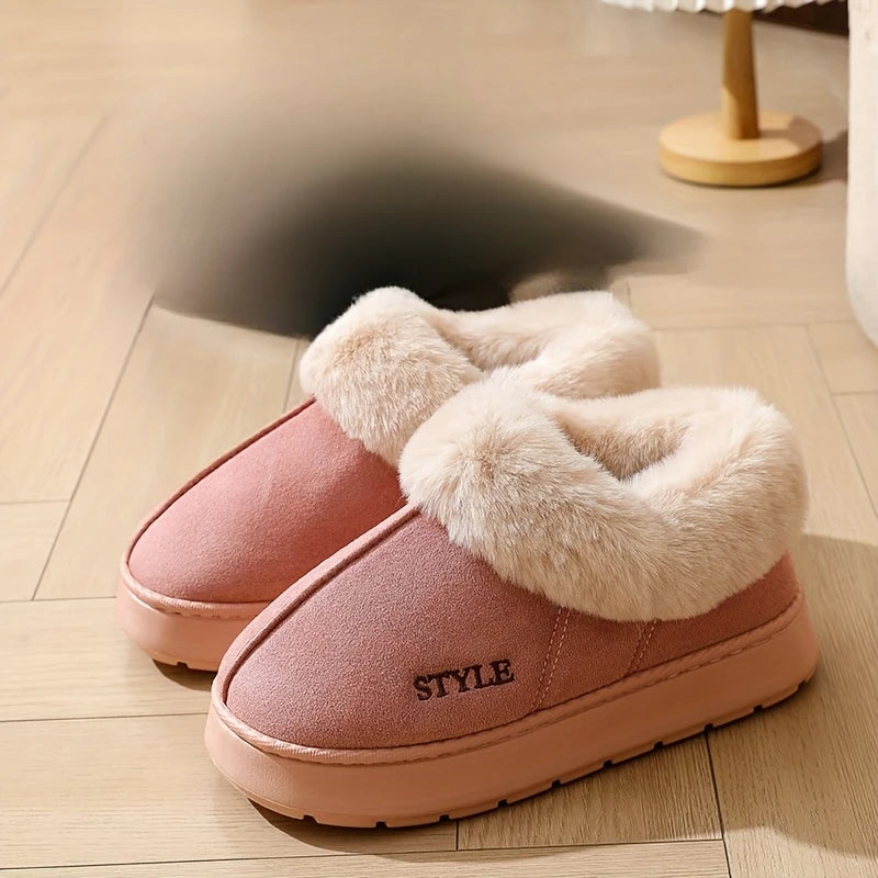 Couple's Luxury Comfortable Warm Fleece Lined Winter Slippers - Elegant, Warm, and Comfortable Thick Sole Indoor