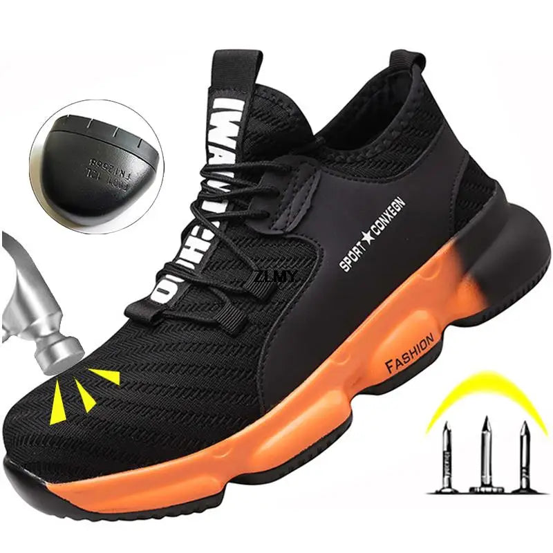 Men Safety Shoes Steel Toe Sneakers Anti-smash Industrial Work Shoes Lightweight Puncture Proof Work Man Safety Boots Male Boot
