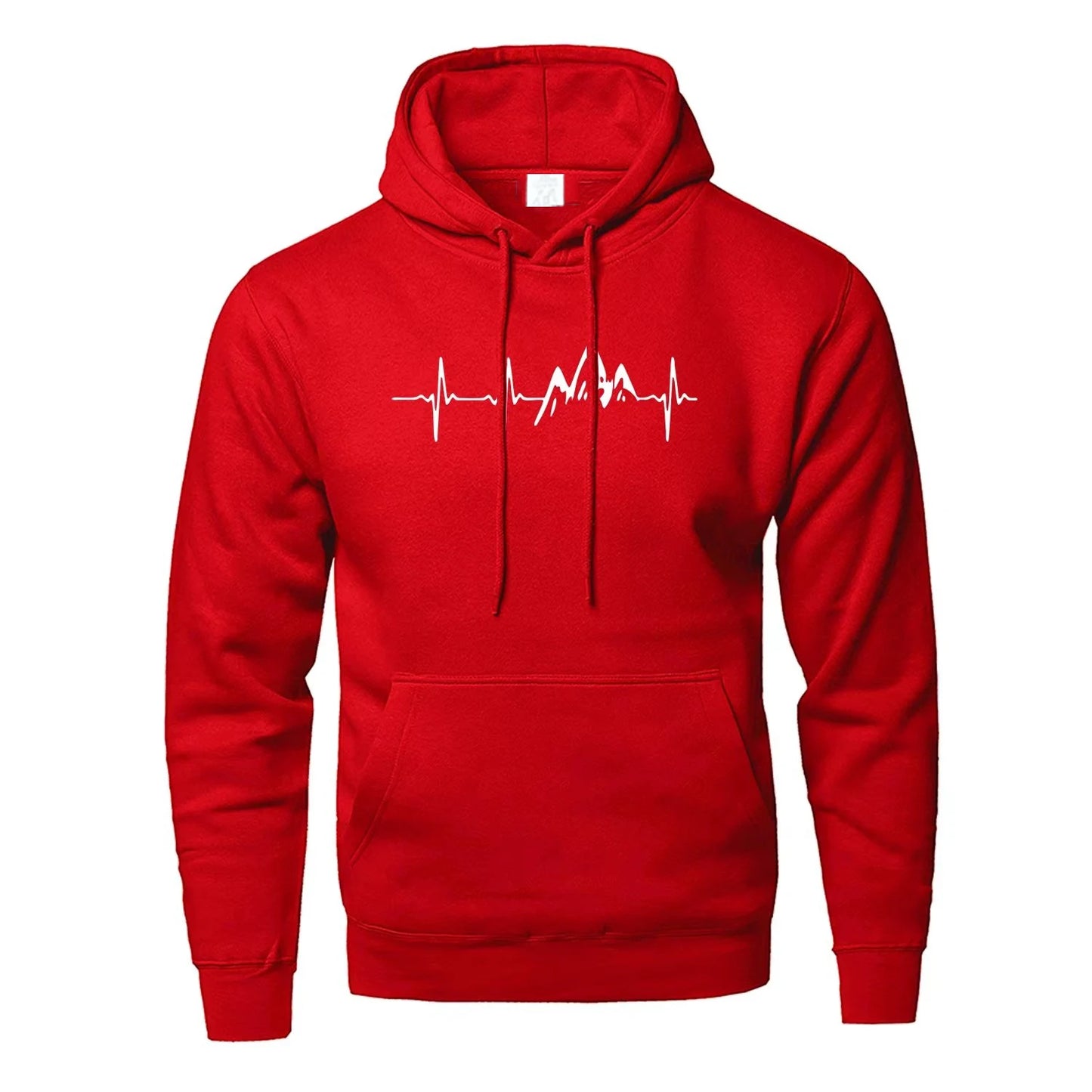 Mountain Heartbeat Hoodies teens Sweatshirt Autumn Long Sleeve Hooded Sweatshirt Hoodie Black Gray Sportswear
