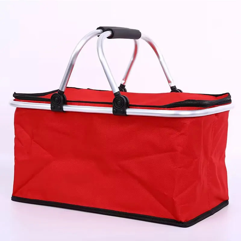 Outdoor Picnic Bag Large Insulated Picnic Bag with Aluminium Handle Water Resistant Leakproof Collapsible Portable Cooler Basket