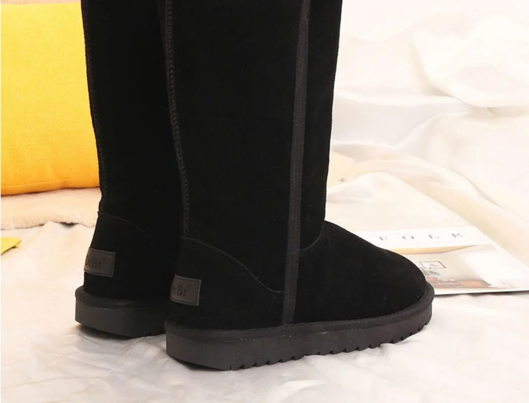 Women Classic Ladies Girls Winter Snow Boots Waterproof Warm Genuine Leather Fur Australia Plus Velvet Knee High Winter