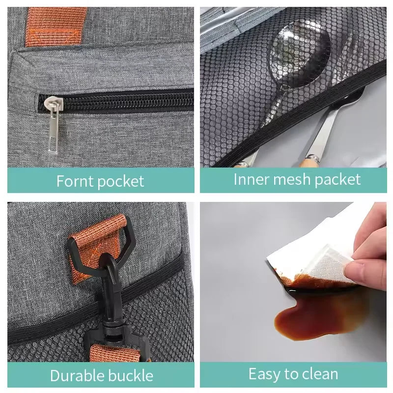 Large Capacity Double Layers Tote Cooler Lunch Bags,Thermal Insulation Picnic Bags,Waterproof Lunch Box with Shoulder Strap
