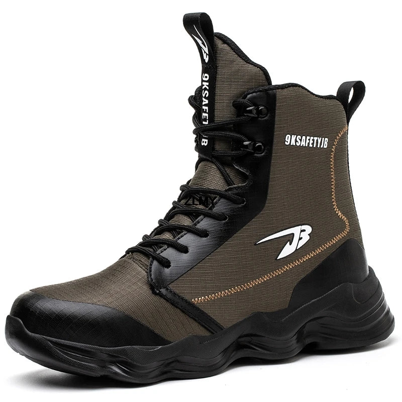 Dropshipping Men Safety Shoes Steel Toe Sneaker Lighweight Work Safety Boots Man High Top Puncture Proof Work Shoes Anti-smash