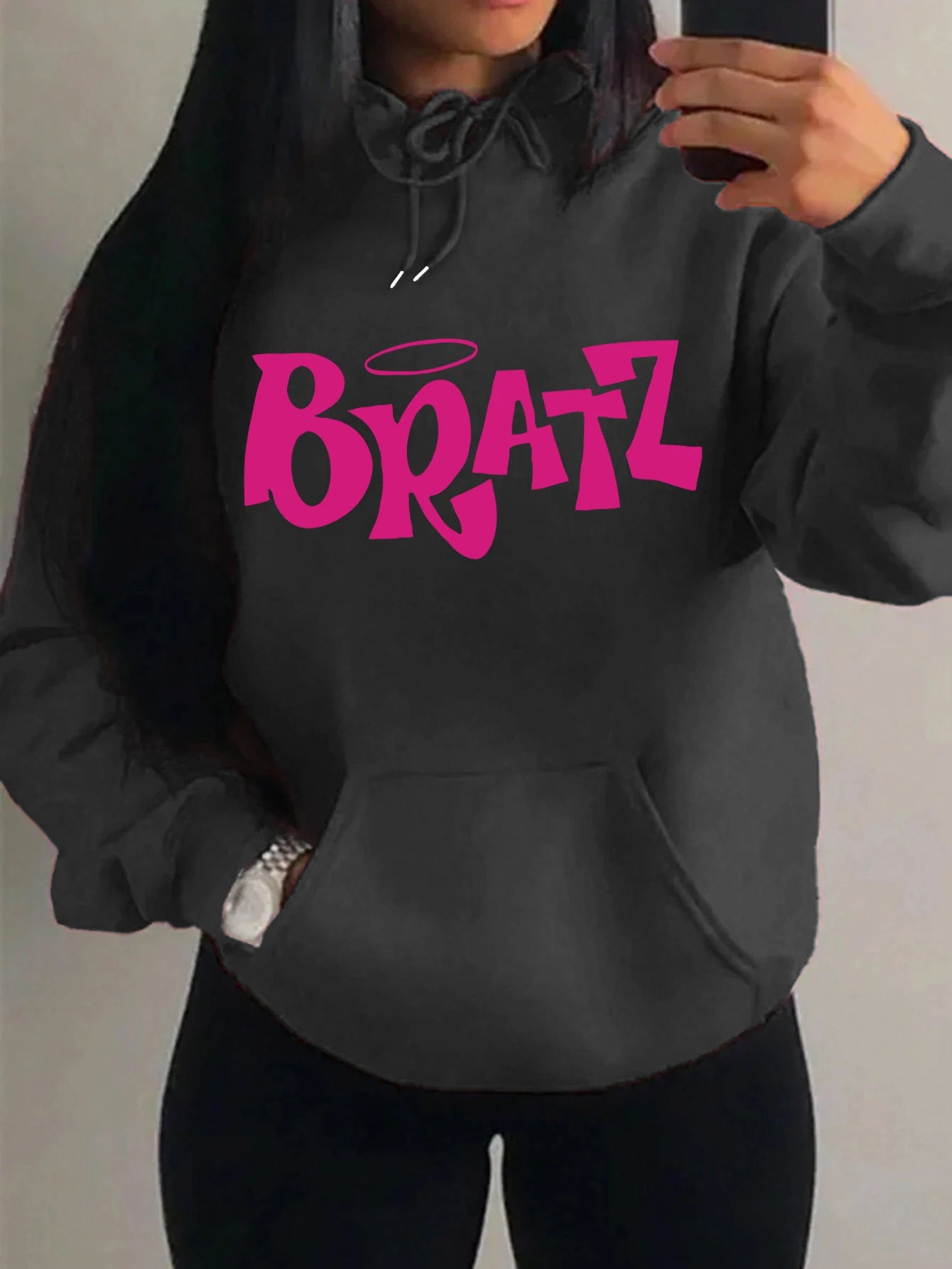 Y2K Bratz Letter New Prints Women Hoody Creativity Pocket Streetwear Casual Multicolor Clothes Autumn Hip Hop Tops For Female