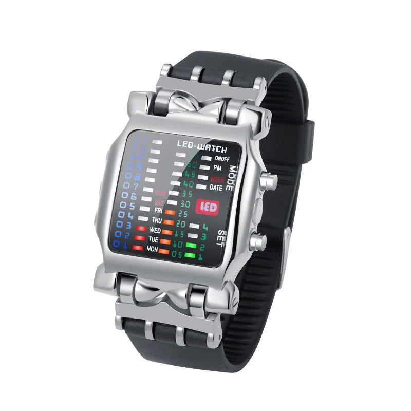 LED Watch Men Fashion Creative Crab Type Electronic Watch Luminous Binary Gift Business Style Cool Waterproof Multi Function