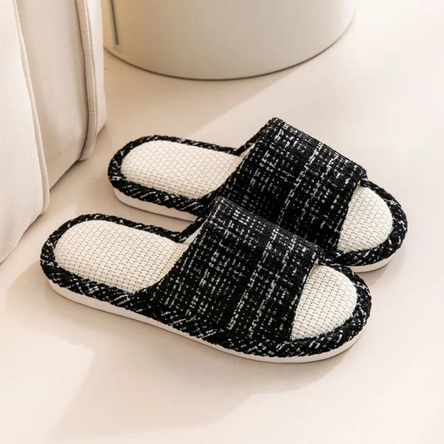 Linen Slippers For men's Home Indoor Soft Soled Quiet And Non Slip All Season Household Cotton And Linen Slippers