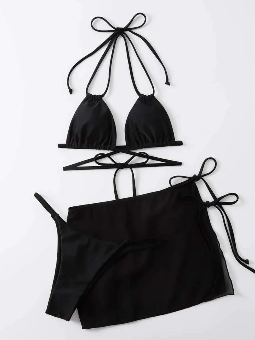 3 Pieces Thong Bikini 2025 Women With Skirt Trikini Swimwear Female Triangle Swimsuit Beach Wear Bathing Swimming Suit Summer