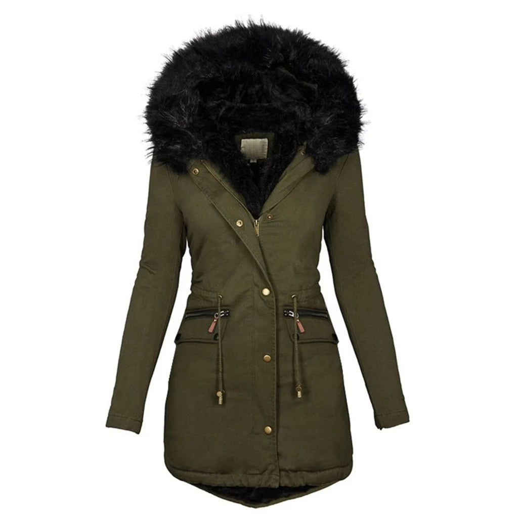 Women Winter Long Jacket Casual Thick Warm Faux Fur Plush Hooded Fur Collar Parkas Female Snow Coat Jackets Slim Overcoat куртка