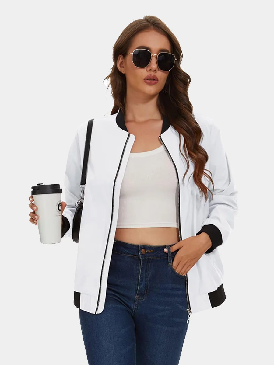 MAGCOMSEN Women's Bomber Jackets Zip Up Casual Spring/Autumn Lightweight Jacket Leisure Street Trend Windbreaker