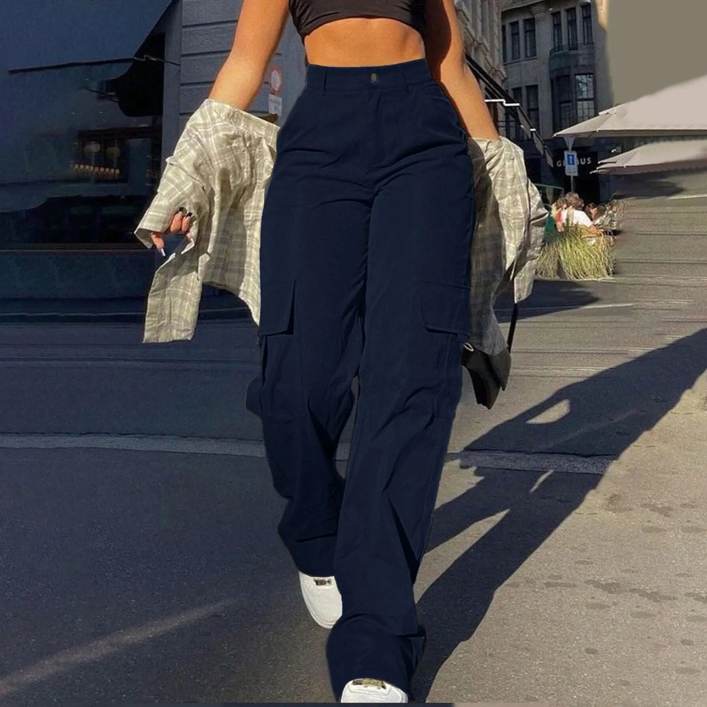 Casual Joggers Pants Women Stretch Twill Wide Leg Pants Casual Straight Leg Trouser High Waisted Dressy Flare Pants 한국인 후기 많은 옷