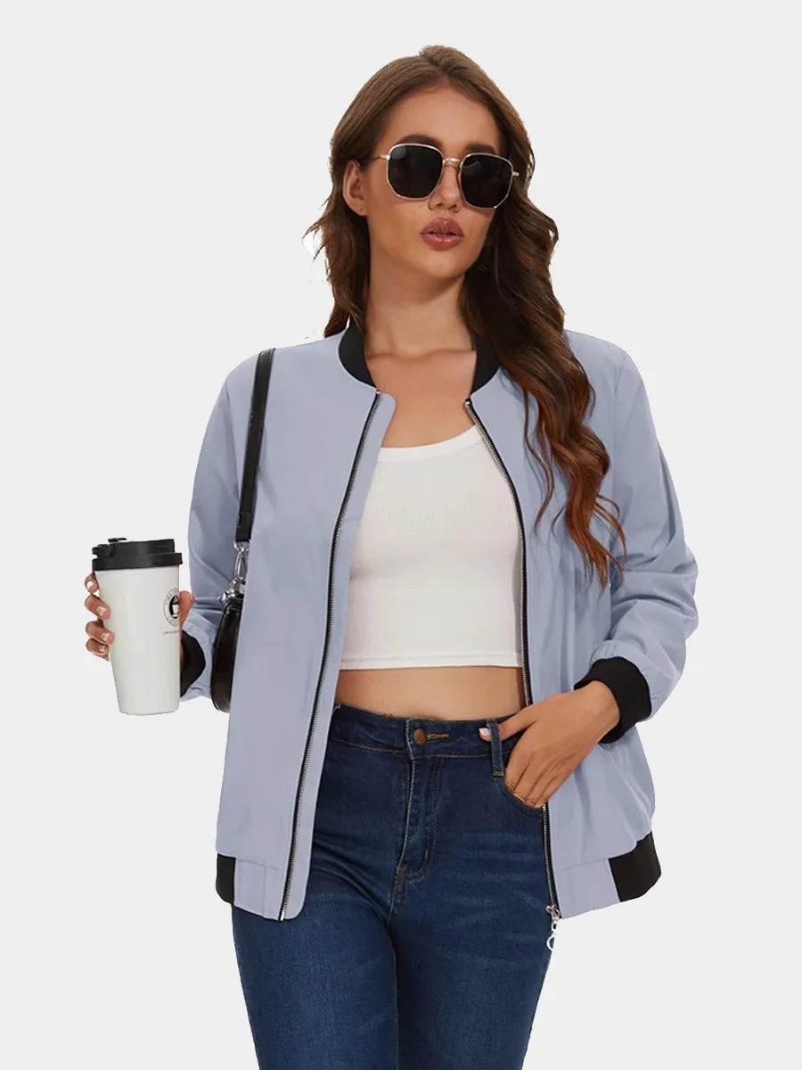 MAGCOMSEN Women's Bomber Jackets Zip Up Casual Spring/Autumn Lightweight Jacket Leisure Street Trend Windbreaker