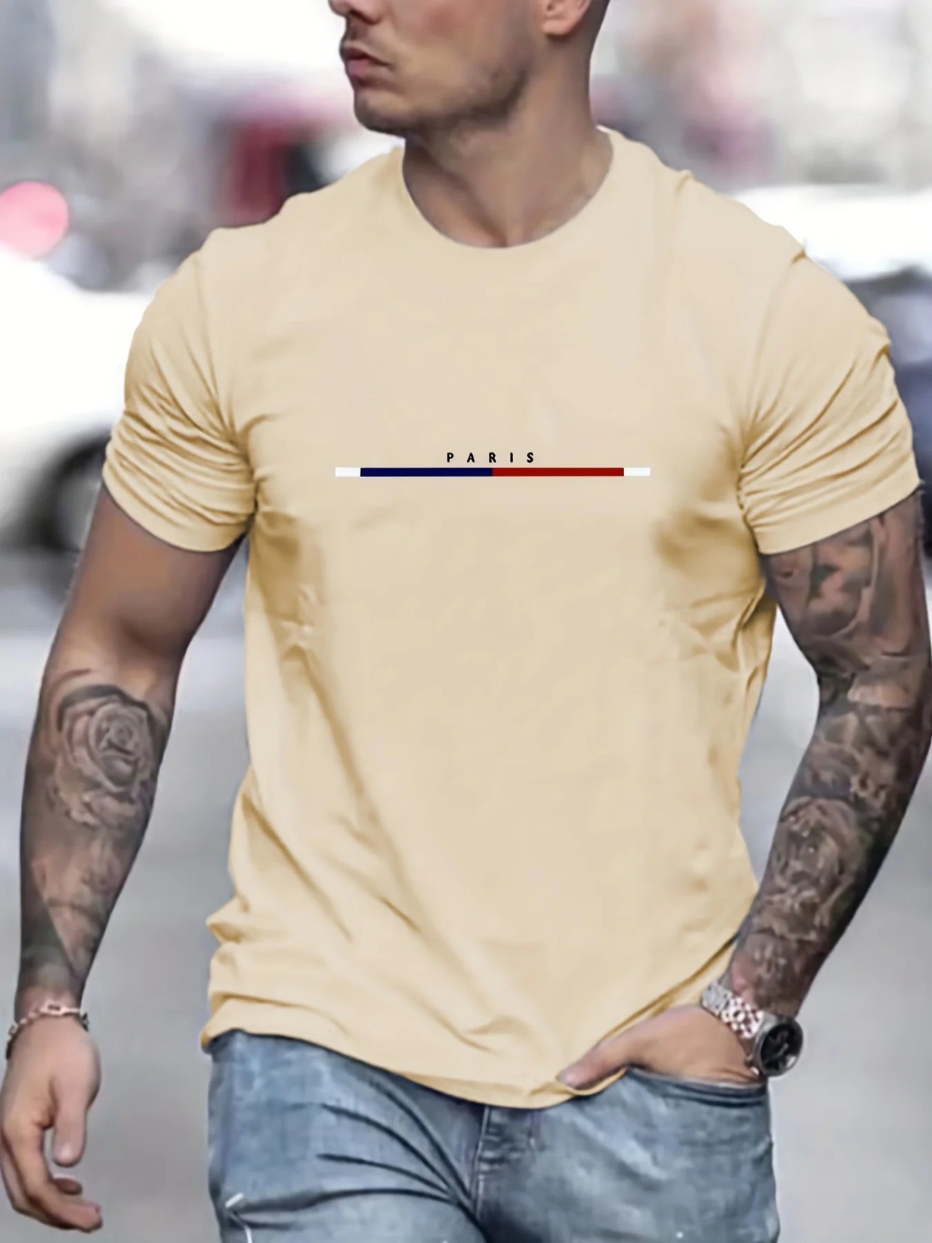Paris Print Hoodies Tshirt For Men Casual Autumn Winter