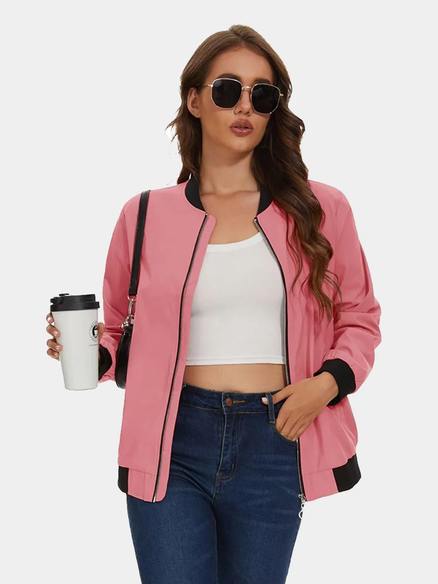 MAGCOMSEN Women's Bomber Jackets Zip Up Casual Spring/Autumn Lightweight Jacket Leisure Street Trend Windbreaker