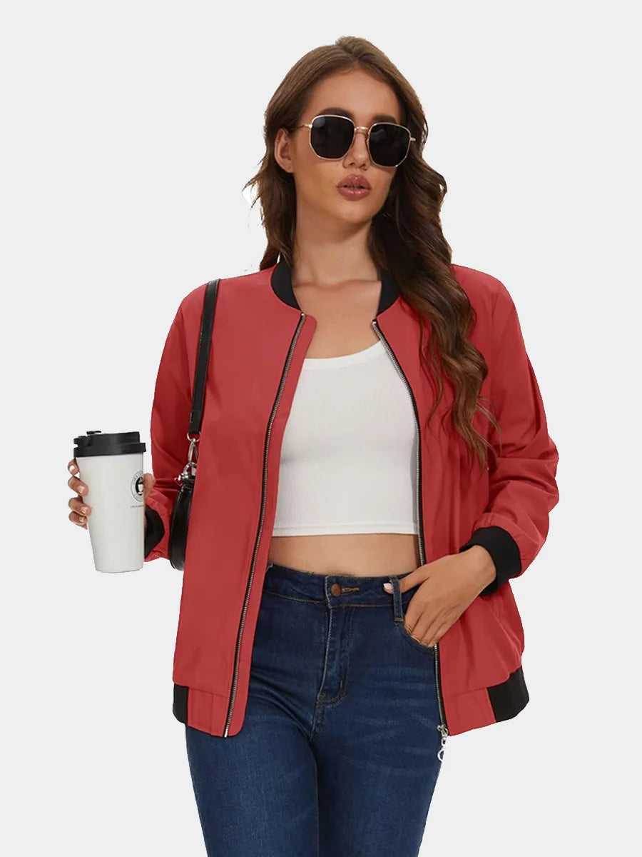 MAGCOMSEN Women's Bomber Jackets Zip Up Casual Spring/Autumn Lightweight Jacket Leisure Street Trend Windbreaker