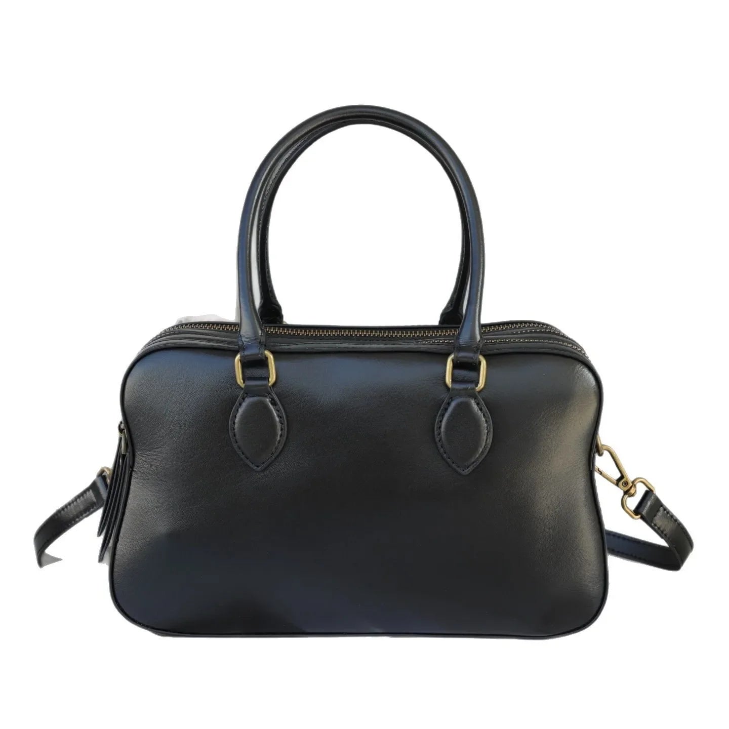 Casual Fashion Retro Handbag Single Shoulder Women's Bag Personality Bowling Boston Bag Simple Leather Handbag with Mobile Pocke