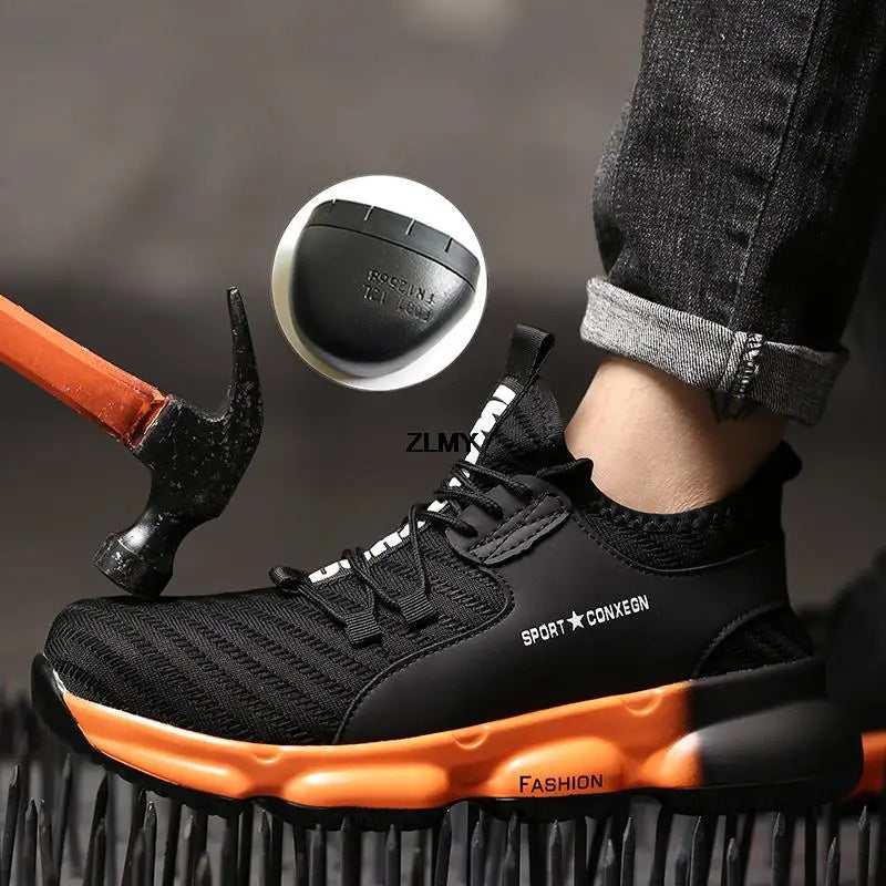 Men Safety Shoes Steel Toe Sneakers Anti-smash Industrial Work Shoes Lightweight Puncture Proof Work Man Safety Boots Male Boot