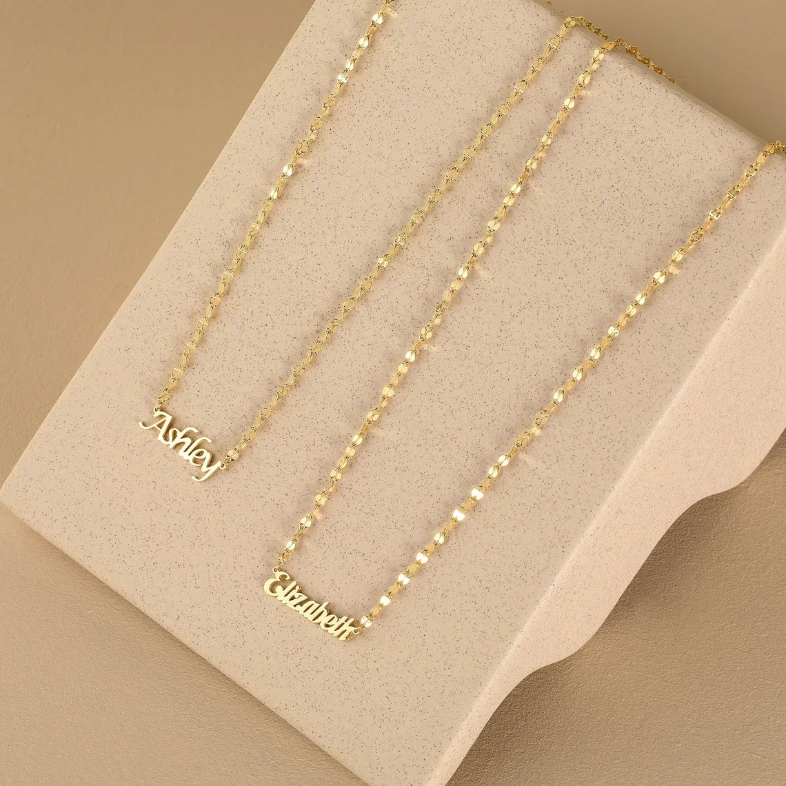 Personalised Gold Name Necklace with Lip chain Custom Name Necklace Handmade Jewelry Personalised Birthday Gift for Her Mom