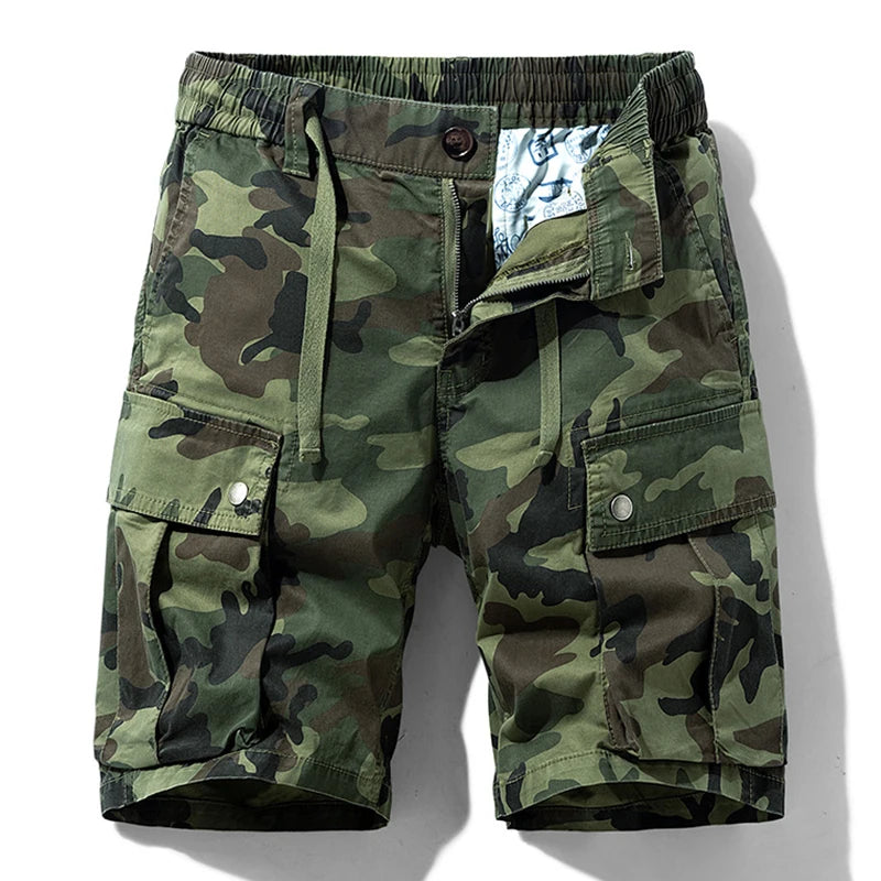 Summer Men Camouflage Cotton Cargo Shorts Men's Fashion Multi-pocket Casual Shorts Pants Outwear Breathable Joggers Shorts Male