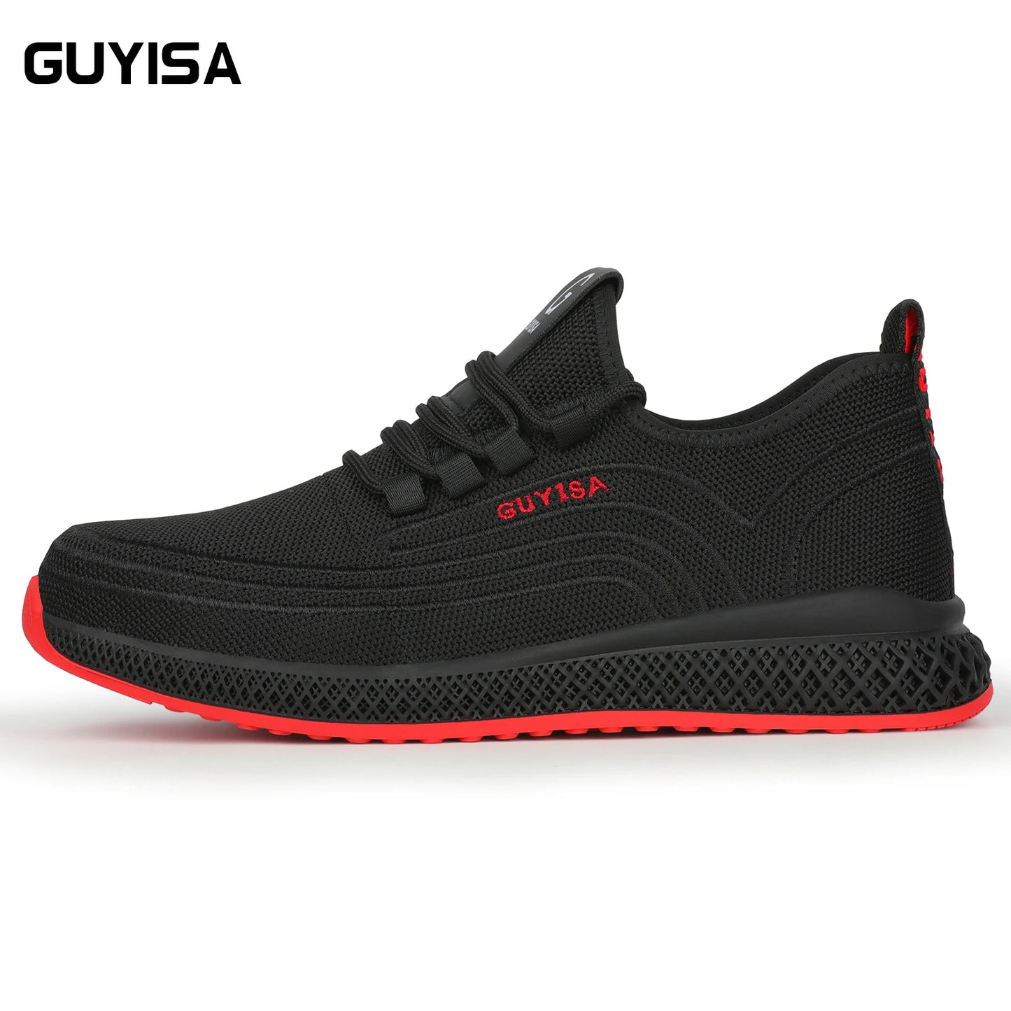 GUYISA men's safety shoes with steel toe caps, anti smashing and anti piercing rubber soles, wear-resistant and soft, long weari